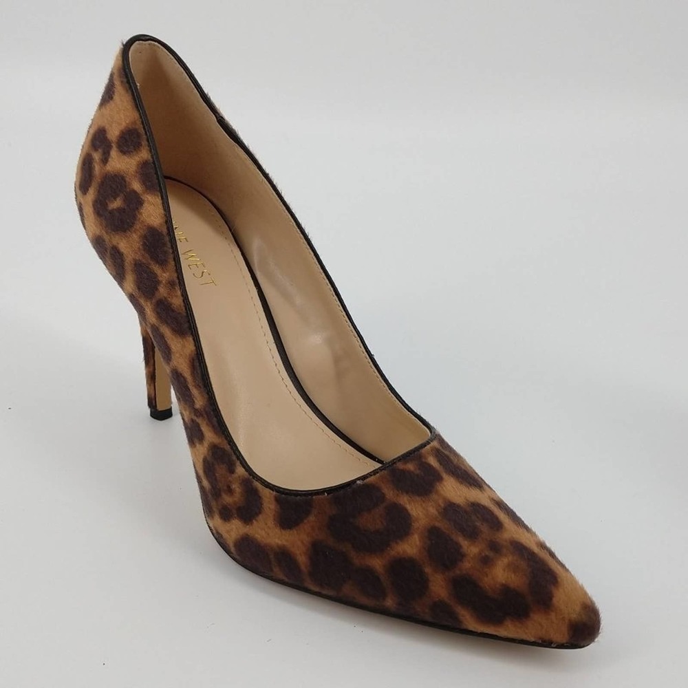 Nine West Leopard Print Stiletto Pump Faux Fur 8.5